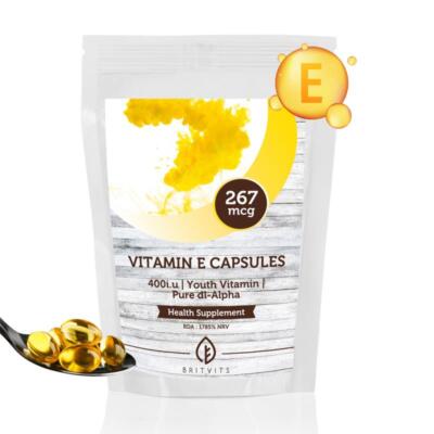 VITAMIN E 267mg 400iu 250 Kapseln Nahrungsergänzungsmittel BRITISCHE VITAMINE