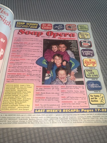 Soap Opera Magazine Mar 1992 General Hospital Days Of Our Lives All My Children - Picture 3 of 9