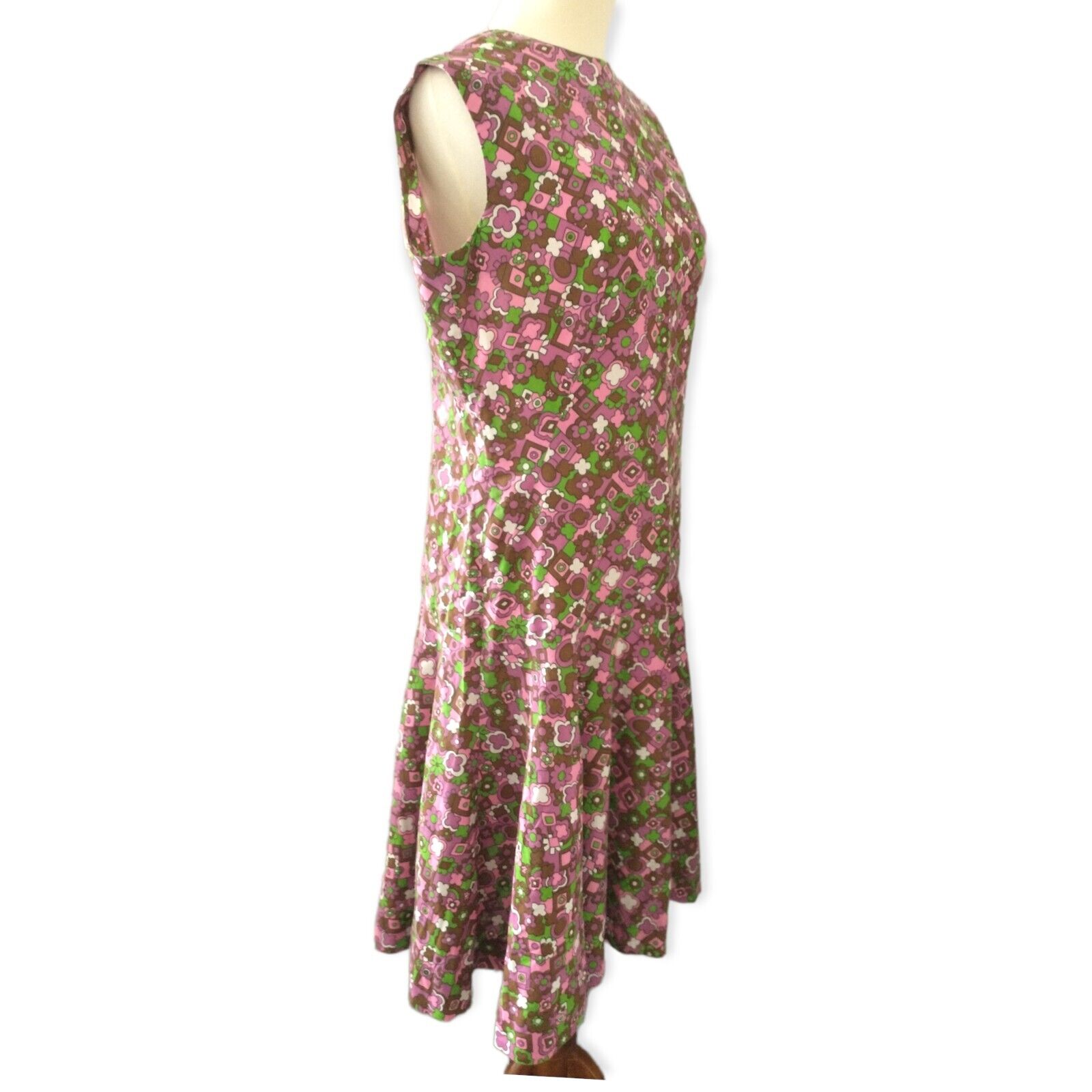 Vintage Floral Day Dress L Sheath Drop Waist Hand… - image 1