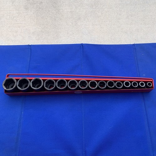 MAC Tools 1/2" Drive 6pt SAE 15pc Short Impact Socket Set w/Holder - Fine Cond - Picture 8 of 11