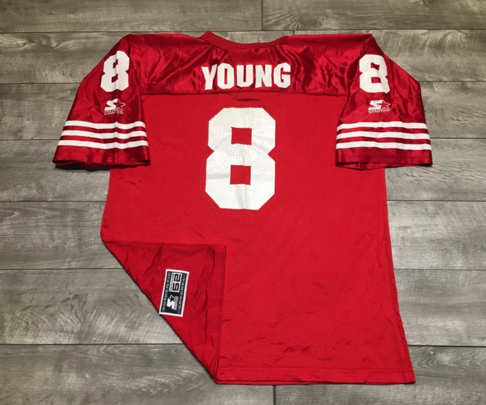 Camiseta deportiva de fútbol americano Steve Young de los San Francisco 49ers uniforme 52 XL vintage Foto 2 de 4