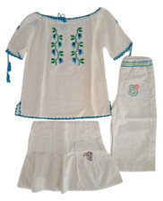 Set lotto abbigliamento bianco pantaloni casacca gonna bimba bambina 3/4 anni
