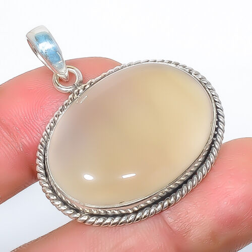 Natural Aqua Chalcedony - Brazil Gemstone 925 Sterling Silver Pendant 1.95" T35 - Picture 1 of 1