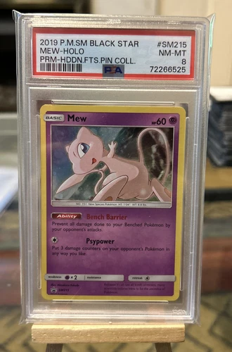 Mew SM215 PSA 8 NM - MT Shiny Hidden Fates Holo Pokemon Card Pin Promo