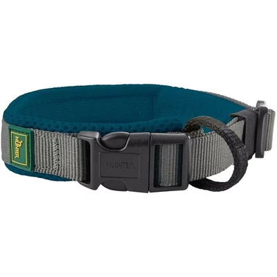 HUNTER Halsung Maldon Hundehalsband Hunde Halsbald gepolstert petrol/grau
