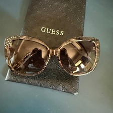 Guess Womens Brown Snakeskin Rhinestone Butterfly Sunglasses GF0383 45F 57mm