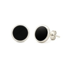 PURAJA Edelstein Ohrstecker aus 925 Sterling Silber: Schwarzer Turmalin