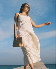 J. Crew Airy gauze tiered maxi dress Ivory Large