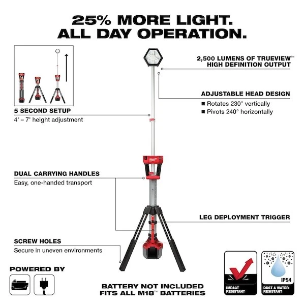 Milwaukee Tool 2131-20 M18 Rocket Dual Power Tower Light (Tool Only) - Image 3 of 4