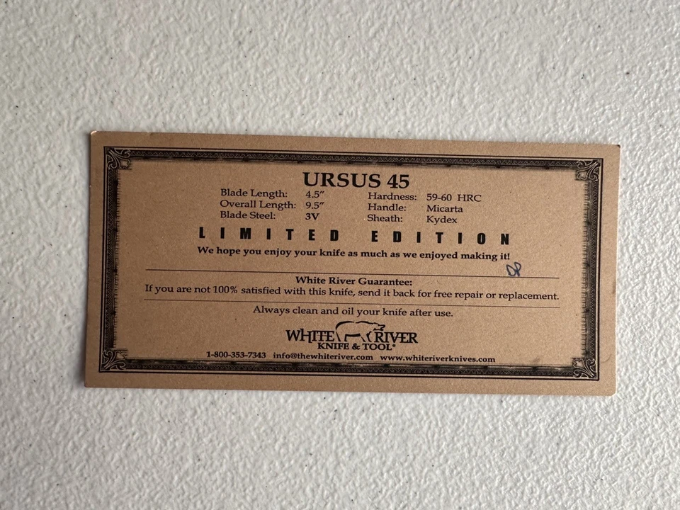 ¡NUEVO! Cuchillos White River Ursus 45 (Black Micarta) (Black CPM 3V) + Funda Personalizada  Foto 3 de 4