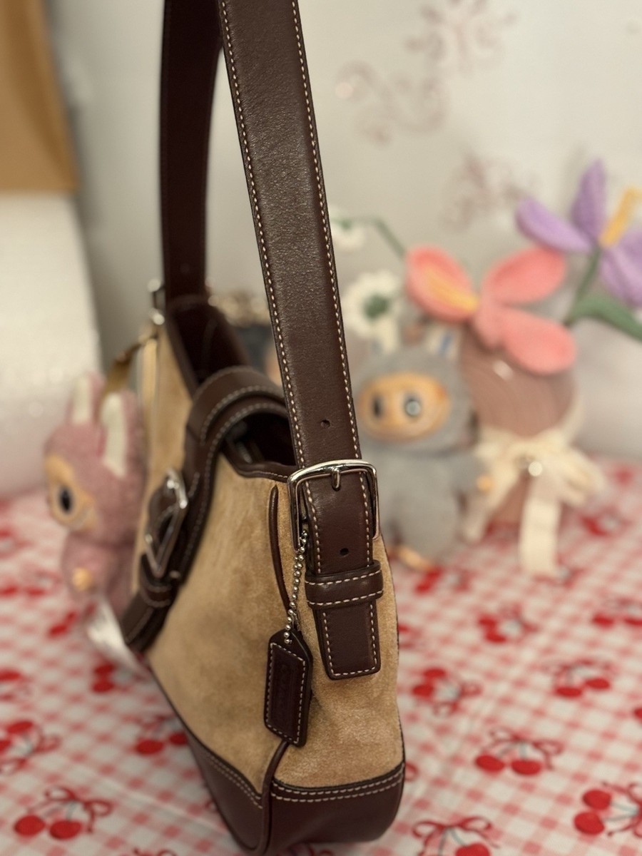 バッグ Coach y2k Hampton Ltd Suede Hobo Bag Vtg coach suede hand bag Y2K Hampton hobo bag Shoulder Bag Woman