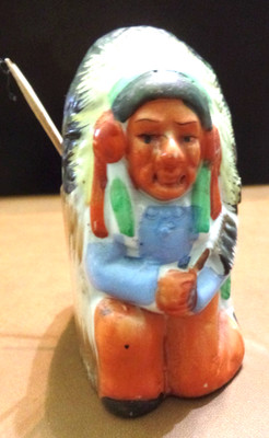 NATIVE AMERICAN CHIEF Toothpick HOLDER-GOOD-Take a L@@K