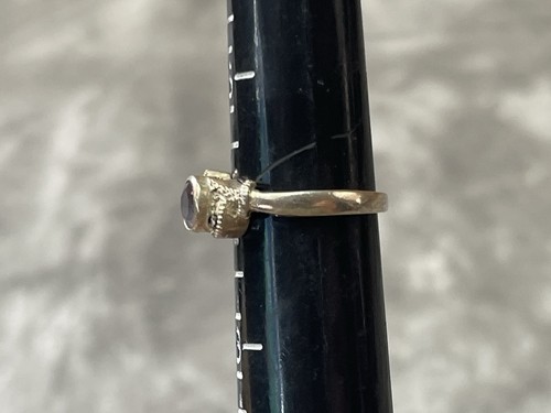 Anillo vintage de plata de ley amatista/marcasita 925 talla 6,75 - Imagen 5 de 11