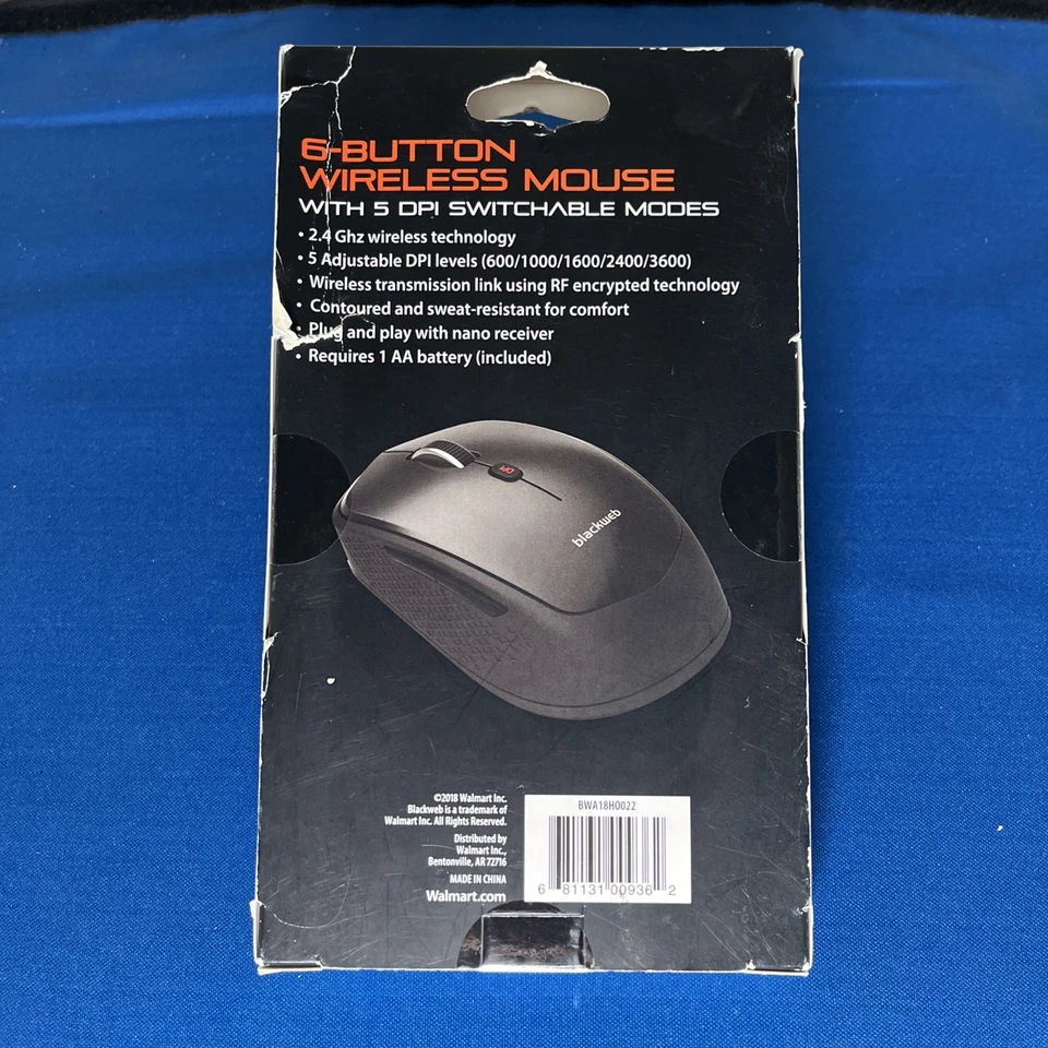 Blackweb 6-Button 5 DPI Setting Wireless Mouse, Black, New! - Image 2 of 4