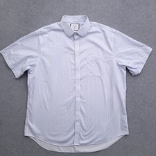 Charles Tyrwhitt Dress Shirt Mens 18 Classic Fit Non Iron White Blue Striped