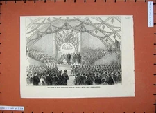 Old Antique Print 1872 Prince Wales Boys Derby Grammar School Prizes Art 19th