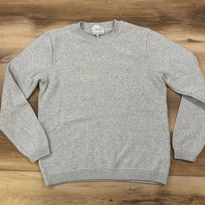 Topman Sweater Mens M Minimalist Cotton Blend Textured Knit Grey Made In Britain