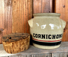 Pot à cornichons en grés émaillé décor à la main Faïence Marin Laflèche France