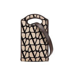 Valentino Toile Iconographe Cotton Leather 2Way Bag Women Beige One Size