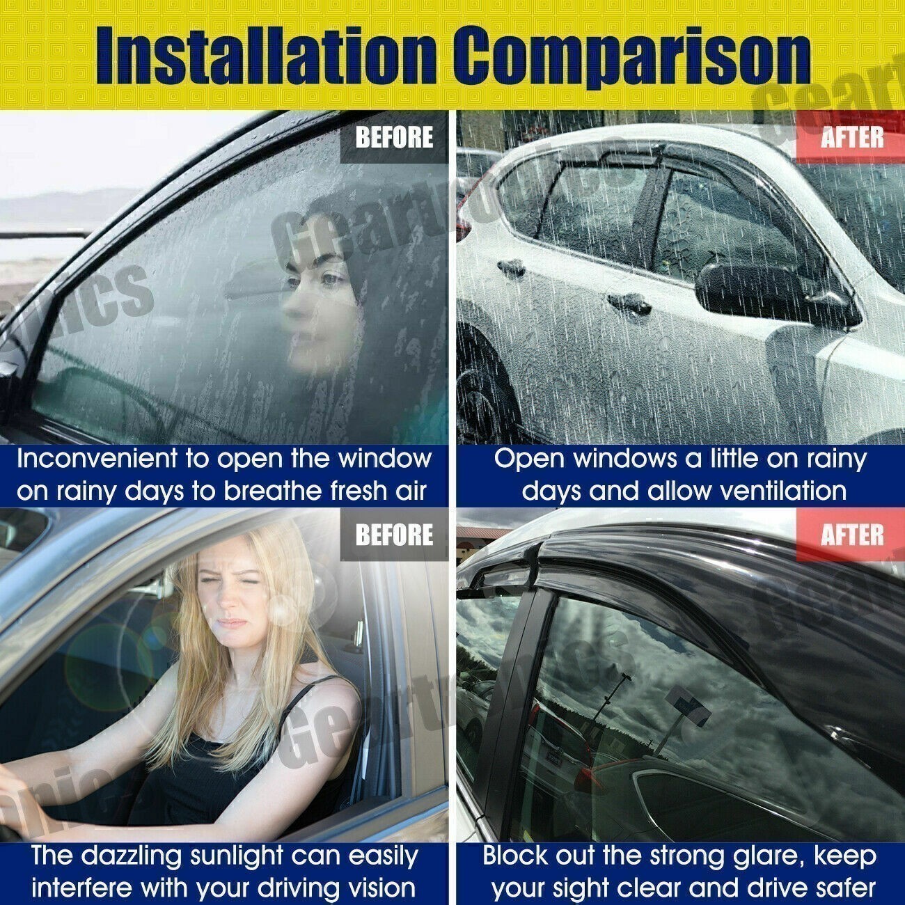 For 2012-2017 Honda CRV CR-V Mugen Style Window Visors Sun Rain Guards