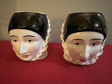 MID CENTURY Taste Setter Sigma Pierrot Mime Ceramic 1 Mug & 1 Planter Japan VG++