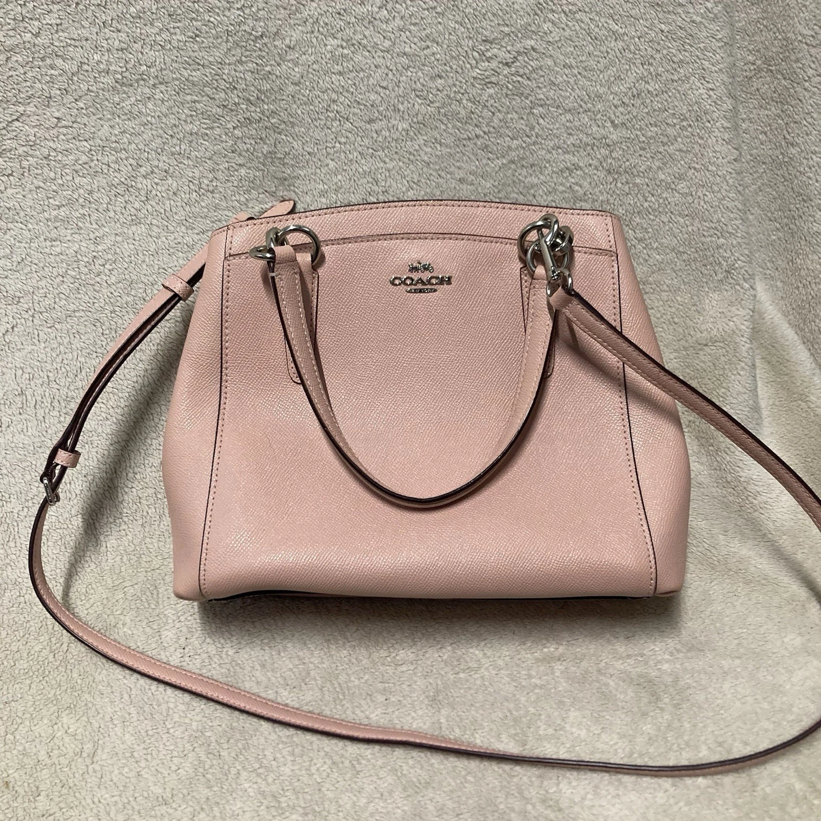 Borsa a tracolla Coach Minetta convertibile in pelle rosa ciottoli usata in ottime condizioni