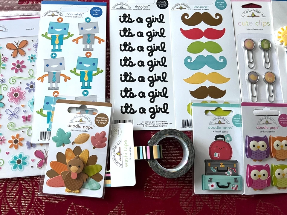 #676 - DOODLEBUG LOT STICKERS EMBELLISHMENTS WASHI TAPE DOODLE-POPS & MORE - Image 2 of 4