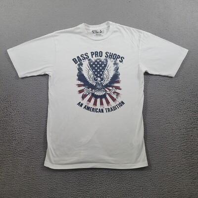 Bass Pro Shops Shirt Mens Small White Short Sleeve Graphic
