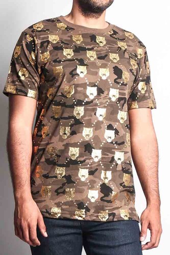 Victorious Men's Casual Camo Foil Tiger Head Comfortable T-Shirt TS7199 - Picture 12 of 12