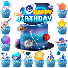 Space Cake Topper 25 Pcs Space Cake Decorations Outer Space Decorations Supplies
