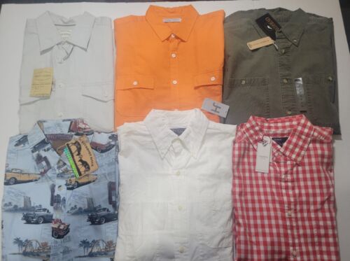 Lote - Camisas de manga corta medianas con botones de 6 quilates nuevas con etiquetas para hombre - Redhead Cremieux - Imagen 1 de 7