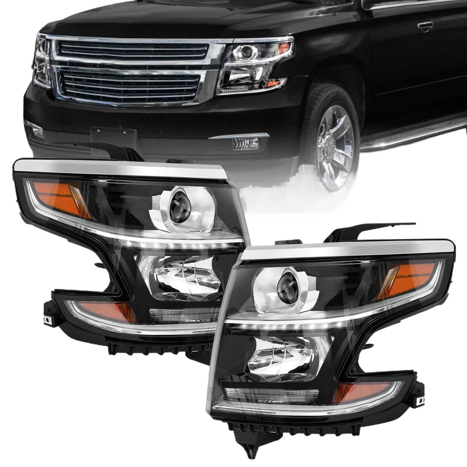 For 2015-2020 Chevy Tahoe Halogen Headlight Headlamp LT&RT Assy Composite Pair - Изображение 2 из 4