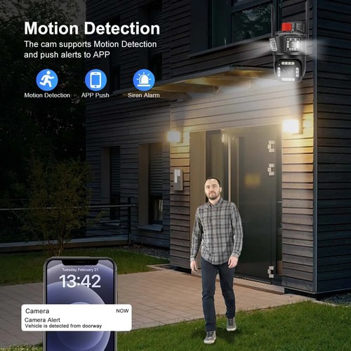 16MP IP WiFi Outdoor Camera Four Lens 12X Zoom 5K PTZ Video Camera Auto Tracking - Picture 5 of 21