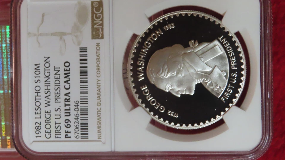 1982 Lesotho Africa George Washington United States 1oz Silver NGC PF 69 ultra - Image 4 of 4