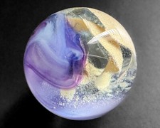 Robert LaGrand 1.3" RL 03 Purple Gold Fumed Swirl Handblown Art Glass Marble