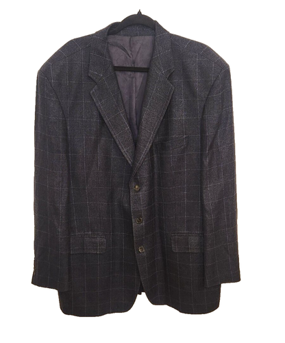 Lauren Ralph Lauren Mens Sport Coat Wool Silk Linen Charcoal Windowpane Plaid48T