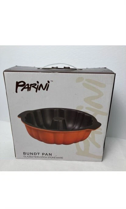 Orange Parini Bundt Pan Glazed Non Stick Stoneware NEW IN BOX