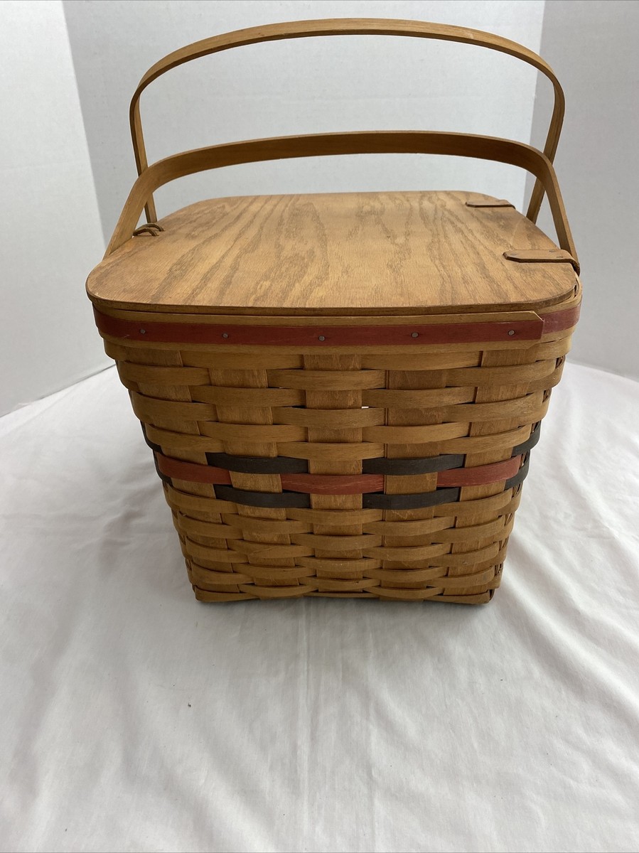 Longaberger ピクニックバスケット Vintage 1987 Longaberger Pie/Picnic Basket W/Riser 12.5” X