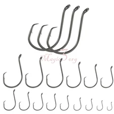 50/100pcs Sport Circle Offset Fishing Hook High Carbon Steel Sharp Catfish #8-10