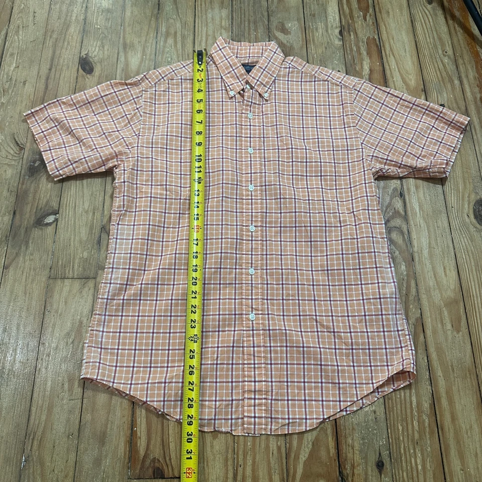 Brooks Brothers Shirt Mens Medium Orange Plaid Short Sleeve Button Down - Image 4 of 4