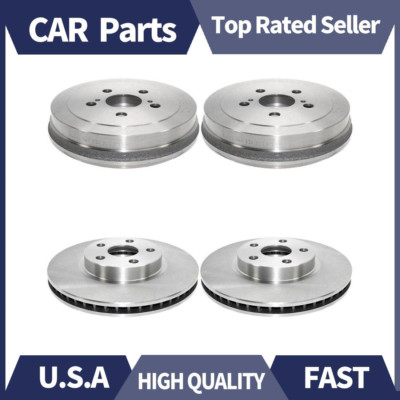 Front + Rear Brake Rotors & Drums 4 PCS For 2003-2008 Toyota Corolla