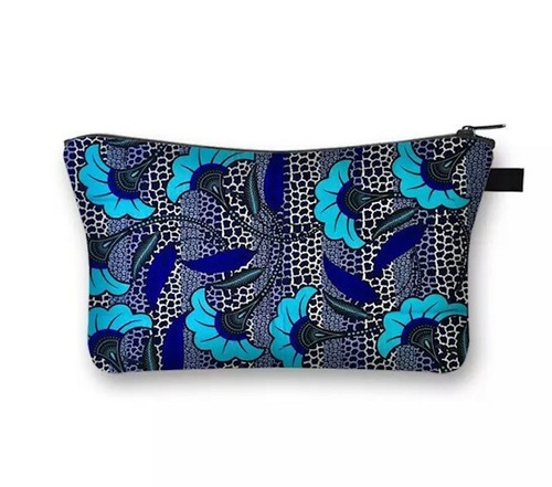 African Print Cosmetic Makeup Travel Tote Canvas Case Storage Zip Bag - Picture 20 of 22