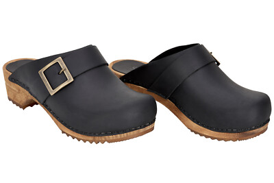 Sanita 'Big Buckle' Danish Clogs in Black (Art:453062) | eBay