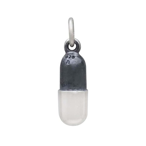 Chill Pill Mental Health Medicine Pharmacist Drug 3D 925 Sterling Silver Charm - Picture 5 of 7