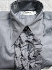 Vintage 1970s Delton Tuxedo Shirt Ruffle Frill Collared Prom Dead Stock Med