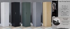 Modern 1 Door Wardrobe Tall Storage Clothes Hanging Rail Bedroom Furniture
