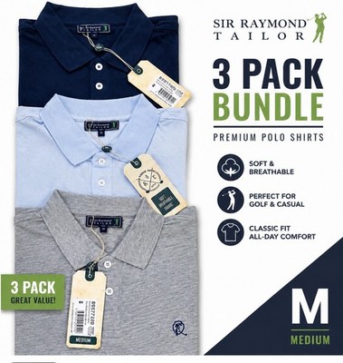 Sir Raymond Tailor Polo Shirt Bundle 3 Pack Men s Medium NWT Golf Casual