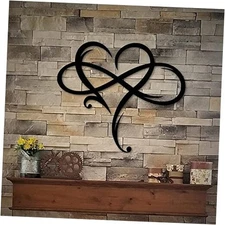 Infinity Heart Wall Decor, Unique Infinity Heart Metal Art 15.7x14inch Black
