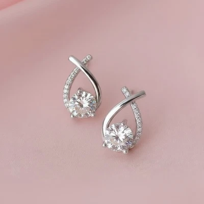 Ohrstecker Tropfenform mit Zirkonia 925 Sterling Silber Damen Ohrringe - Bild 1 von 4