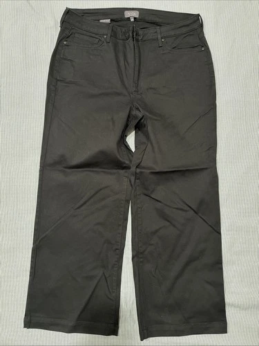 NYDJ Jeans Womens 14W Black Wide Leg Mid Rise Stretch Denim Lift Tuck